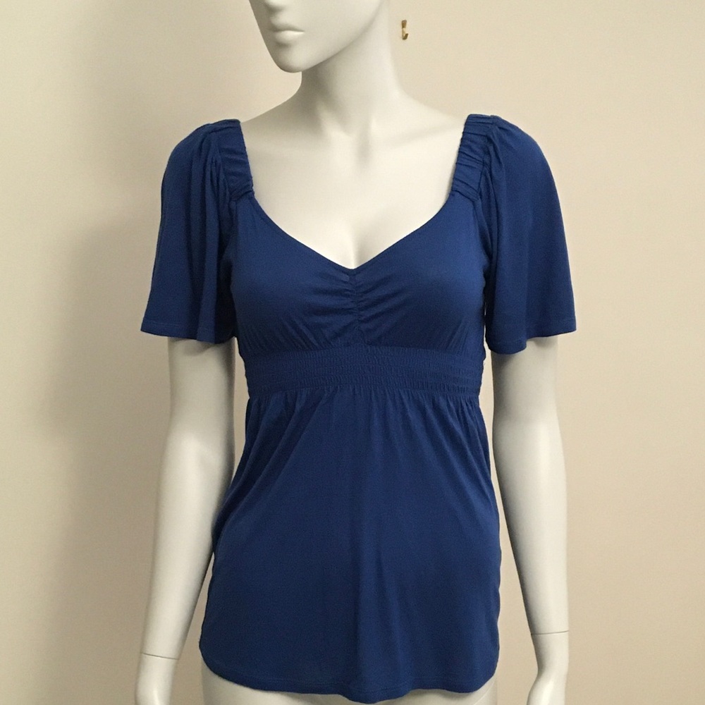 The Limited Blue Flutter Sleeve Top